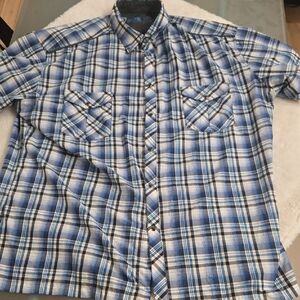 Kuhl Men's Blue and White Plaid Button Down Shirt